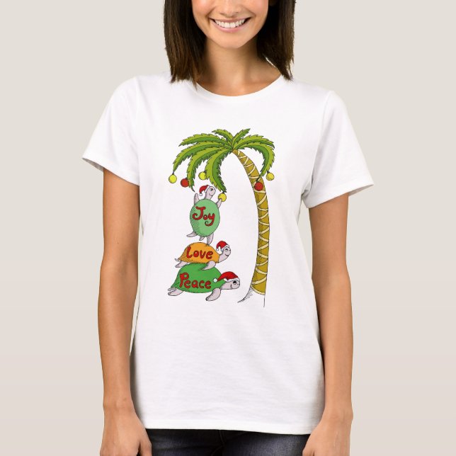 T-shirt Tortue hawaïenne Santa de Noël (Devant)