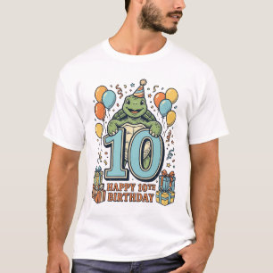 T-shirt Tortue mignonne 10e anniversaire conception de fêt