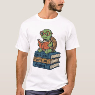T-shirt Tortue mignonne lisant sur des livres Vintage Vect