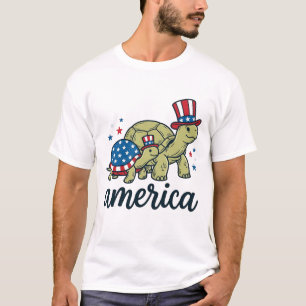 T-shirt Tortue Patriotique Amérique Gravure Vintage Design