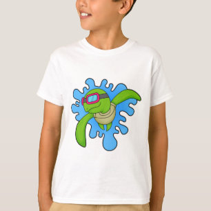 T-shirt Tortue Piscine lunettes de natation