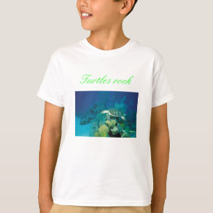 T-shirt tortue, roche de tortues - customisée