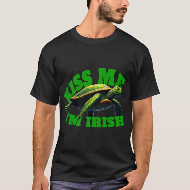 T-shirt Tortue verte - Embrasse-moi Je suis Irlandais (Devant)
