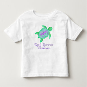 T-shirt tortue verte pourpre verte pour les petite