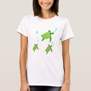 T-shirt tortues de mer à la baignade verte