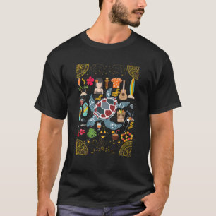 T-shirt Tortues de mer Tiki Masque Aloha Été Ukulele Plage
