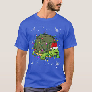 T-shirt Tortues lumières de Noël LED Funny Santa Chapeau C