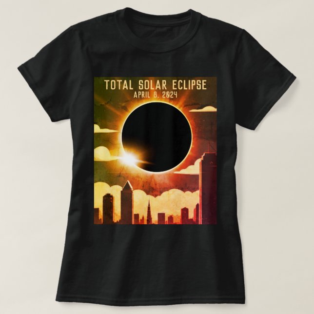 T-shirt Total éclipse solaire VILLE 8 avril 2024 lune de s (Design devant)