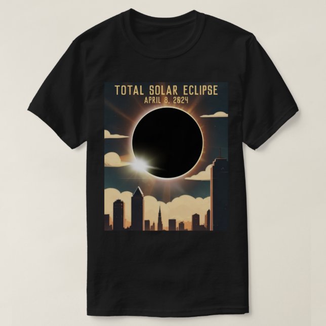 T-shirt Total éclipse solaire VILLE 8 avril 2024 lune de s (Design devant)