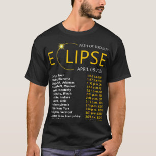 T-shirt Total Solaire Eclipse Apirl 08 2024 Eclipse Carte