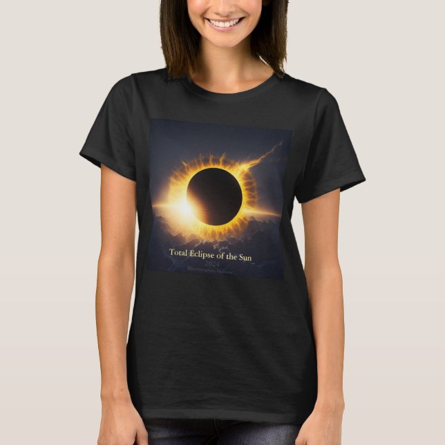 T-shirt Total Solaire Eclipse Nom de ville Année Festival  (Devant)
