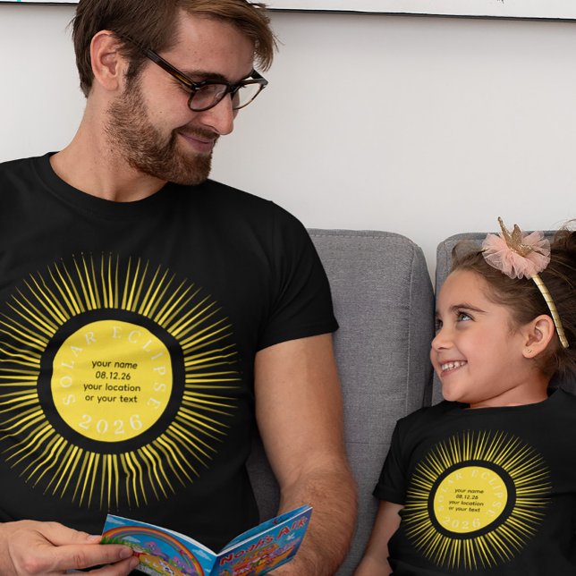 T-shirt Total solar eclipse 2026 your name personalized (Please note that the second shirt - adult or kid -  has to be ordered separately)