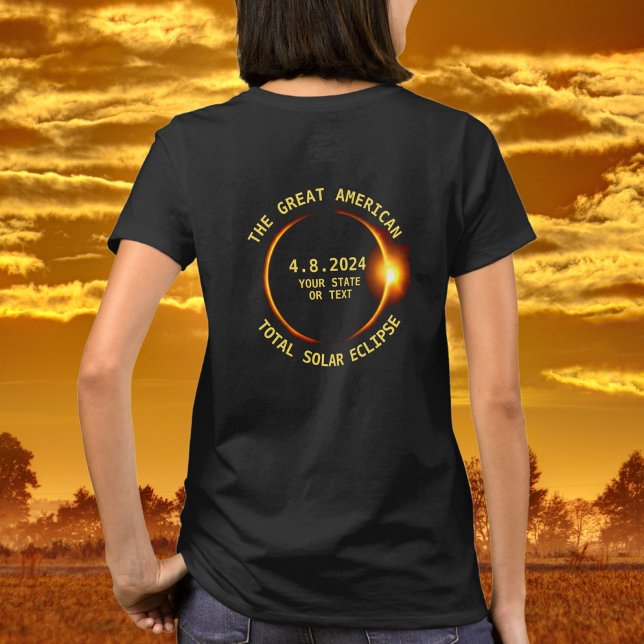 T-shirt Total Solar Eclipse 4.8.2024 USA Ajouter votre Eta (Créateur téléchargé)