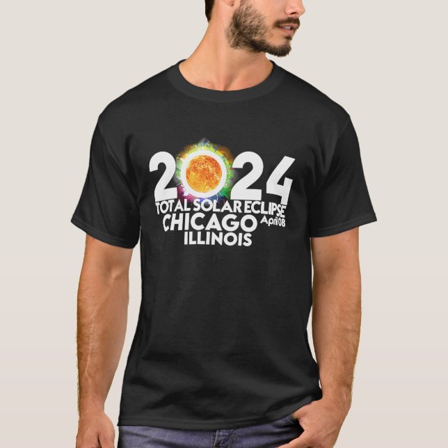 T-shirt Total Solar Eclipse Chicago ILLINOIS 8 avril 2024 (Devant)