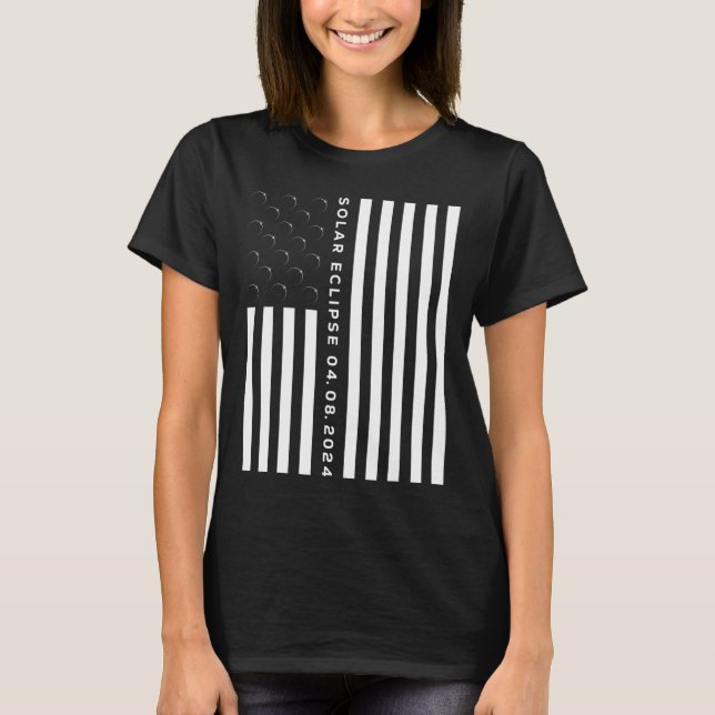 T-shirt Total Solar Eclipse US American Flag 04.08.2024 (Devant)