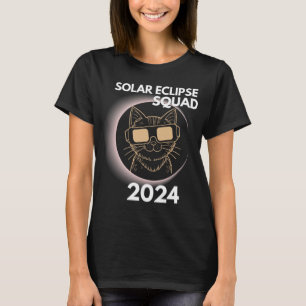 T-shirt Totalité Solaire Eclipse 2024 Cat Moon Soleil Terr