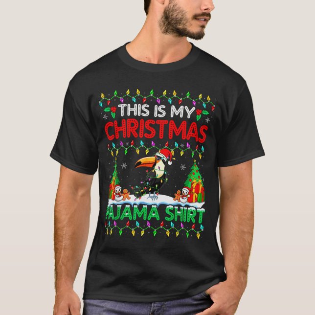 T-shirt Toucan Christmas Santa Hat Pajama Shirt - Toucan L (Devant)