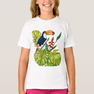 T-shirt Toucan Coloré Aquarelle Oiseau Tropical