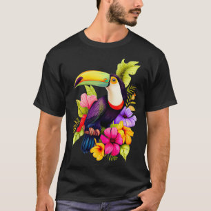 T-shirt Toucan hibiscus fleurs hommes femmes enfants été t