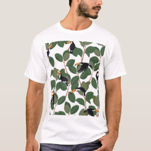 T-shirt Toucan Parrot et Ficus : Élégance Vintage.