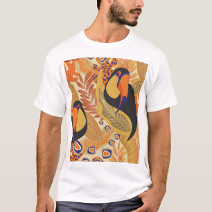 T-shirt Toucans sur branches, motif tropical sans soudure.