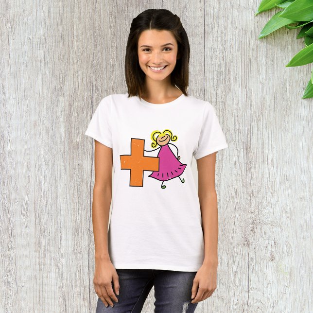 T-shirt Touche mignonne fille avec signe plus (Créateur téléchargé)