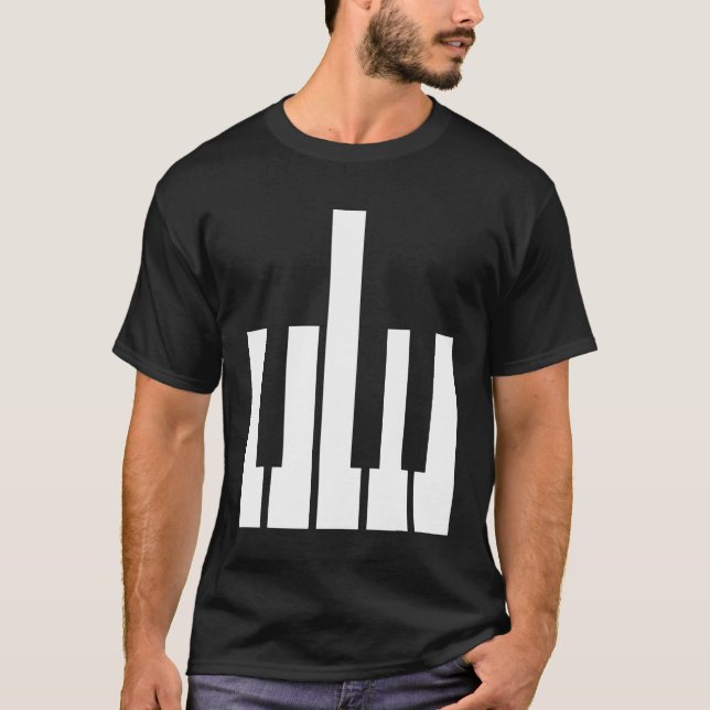 T-shirt Touches de piano à doigts moyens Design Pianiste P (Devant)