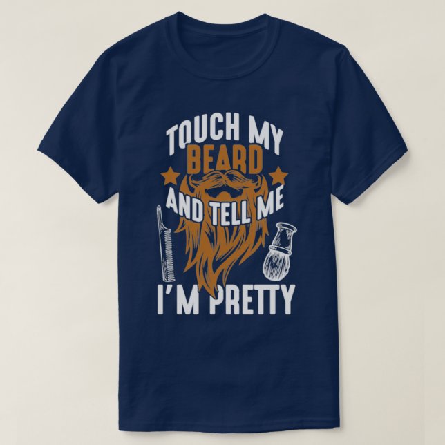 T-shirt Touchez ma barbe Joli barbier (Design devant)