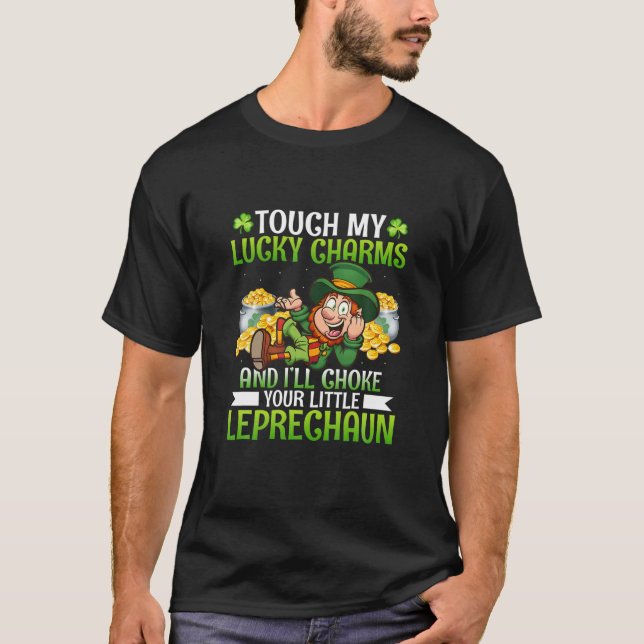 T-shirt Touchez Mes Charms Lucky Leprechaun Funny St patri (Devant)