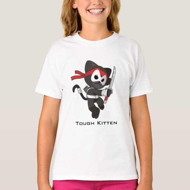 T-shirt Tough Kitten Ninja Kitty (Devant)