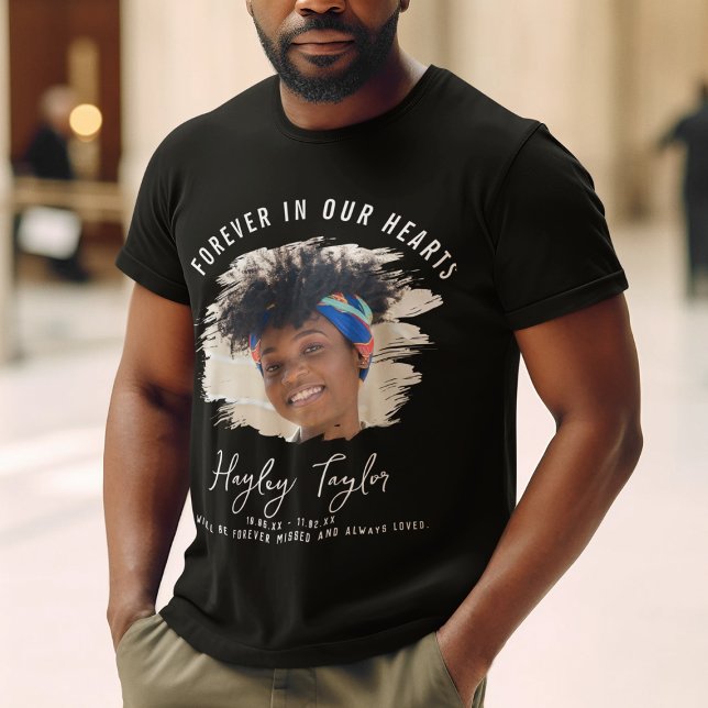 T-shirt Toujours dans nos coeurs | Mémorial photo brossé (Créateur téléchargé)