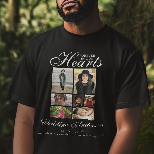 T-shirt Toujours dans nos coeurs | Mémorial photo Collage (Créateur téléchargé)
