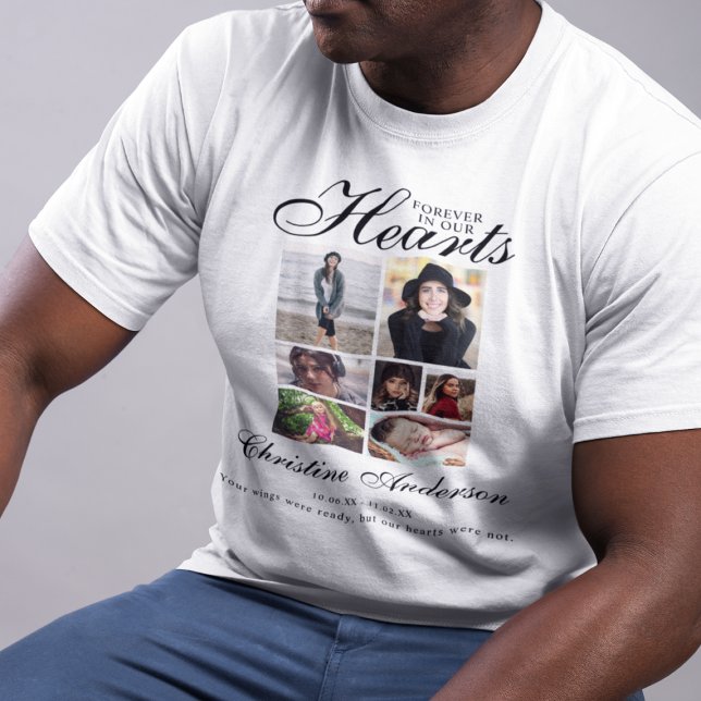 T-shirt Toujours dans nos coeurs | Mémorial photo Collage (Créateur téléchargé)