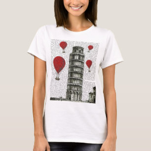 T-shirt Tour de Pise et Ballons rouges à air chaud