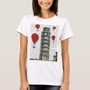 T-shirt Tour de Pise et Ballons rouges à air chaud