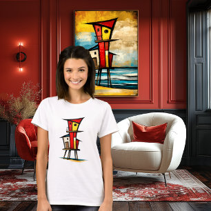 T-shirt Tour de Sauveteur Abstrait   Art Expressionniste 