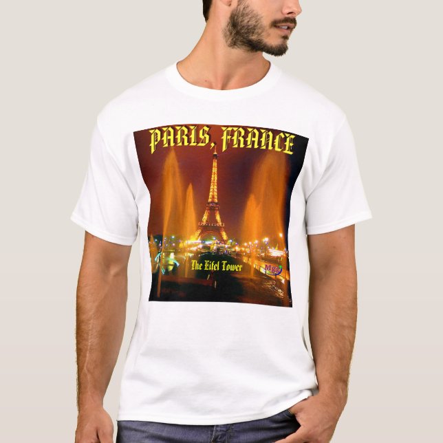 T-shirt tour d'eifel, PARIS, FRANCE - Custo… - Customisé (Devant)