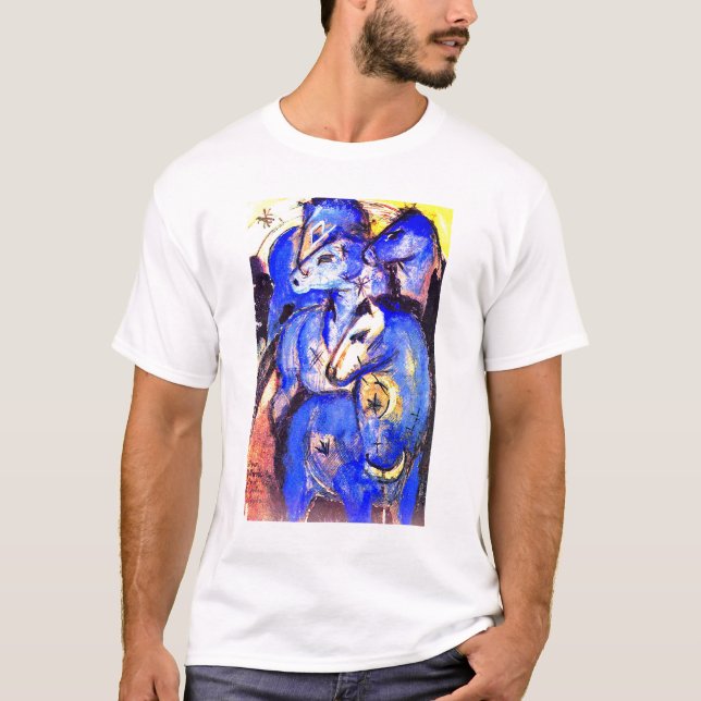 T-shirt Tour des Chevaux Bleus par Franz Marc (Devant)