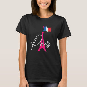 T-shirt Tour Eiffel avec le drapeau français Amour Paris S