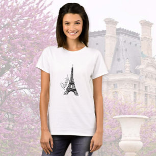 T-shirt Tour Eiffel en encre noire