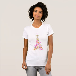 T-shirt Tour Eiffel floral