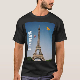 T-shirt Tour Eiffel foncé de base de Paris France du