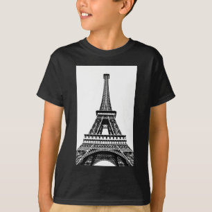 T-shirt Tour Eiffel noir blanc Paris France Art