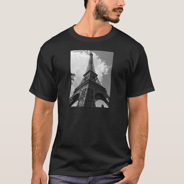 T-shirt Tour Eiffel noir et blanc à Paris (Devant)