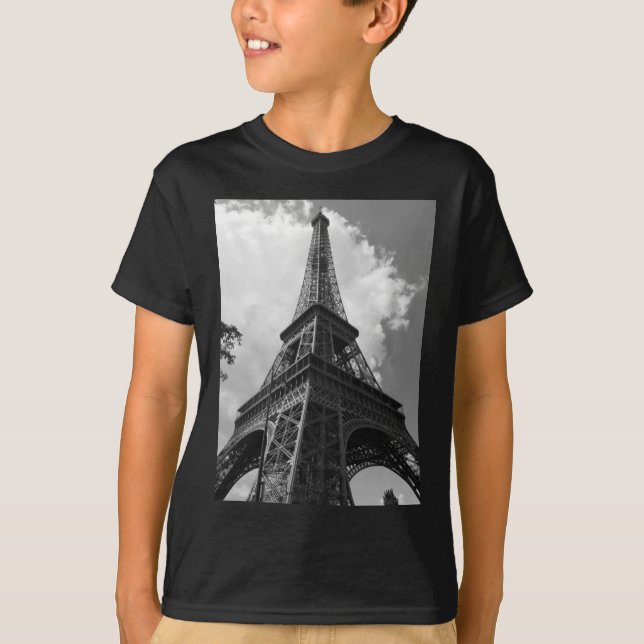 T-shirt Tour Eiffel noir et blanc à Paris (Devant)
