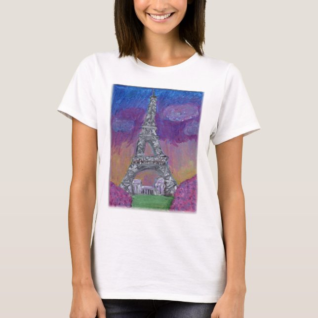T-shirt Tour Eiffel Peinture folklorique (Devant)