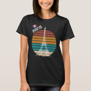 T-shirt Tour Eiffel Rétro Paris France Souvenir Touristiqu