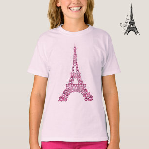 T-shirt Tour Eiffel rose perse