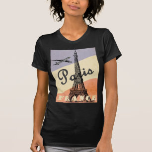 T-shirt Tour Eiffel vintage Paris Avion européen