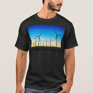 T-shirt Tourbillon éolien Champ bleu coucher de soleil